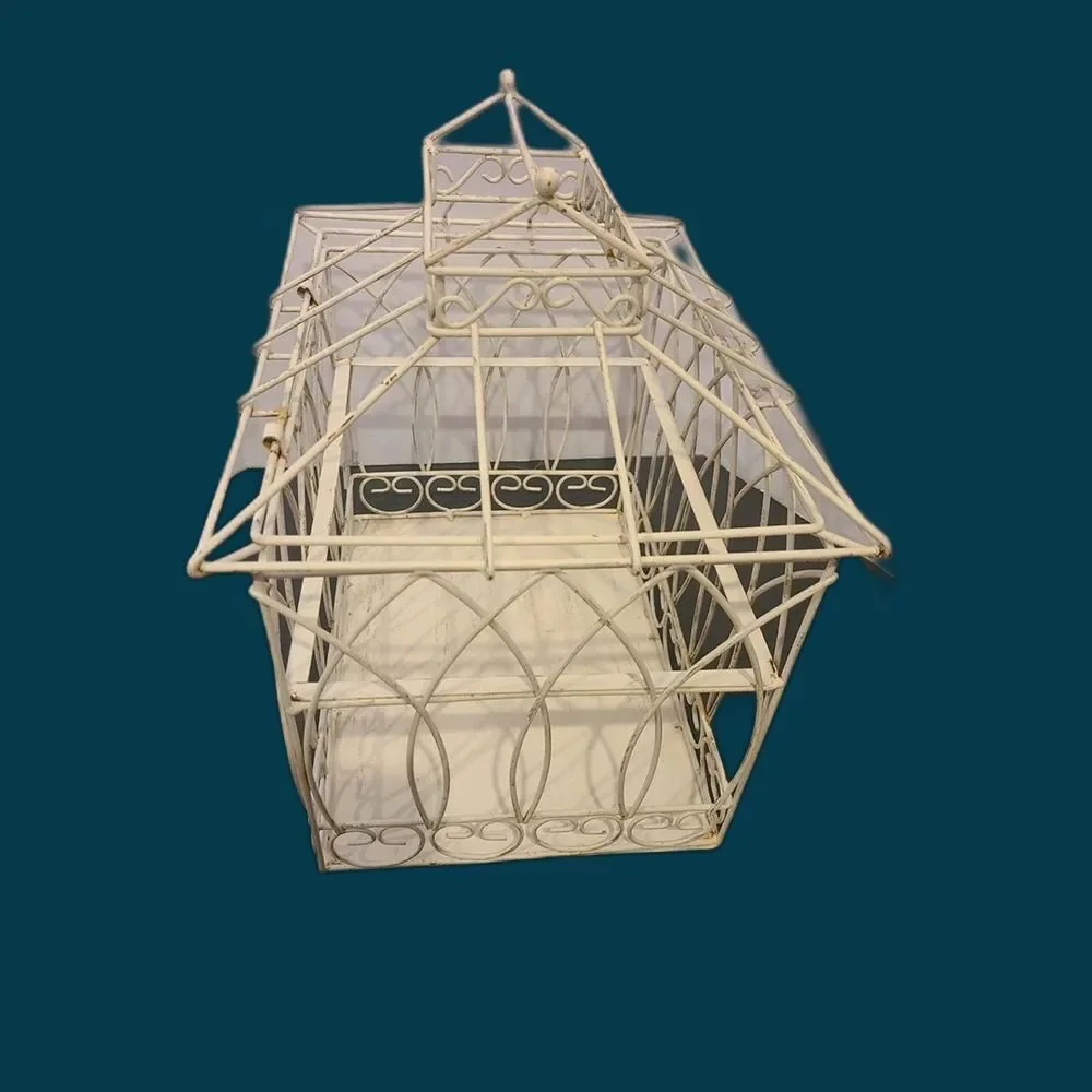 Decorative White Metal Bird Cage Trinket Storage Display Lantern Bird House